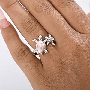 D'Joy Natrolite and White Zircon 2.40 ctw Ring in Rhodium Over Sterling Silver (Size 8.0)