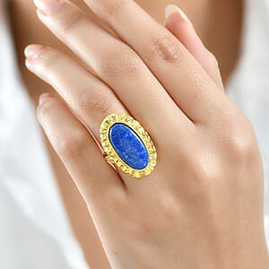 EverTrue Lapis Lagoon 13.10 ctw Ring in 18K Yellow Gold Plated 9.65 (Size 6.0)