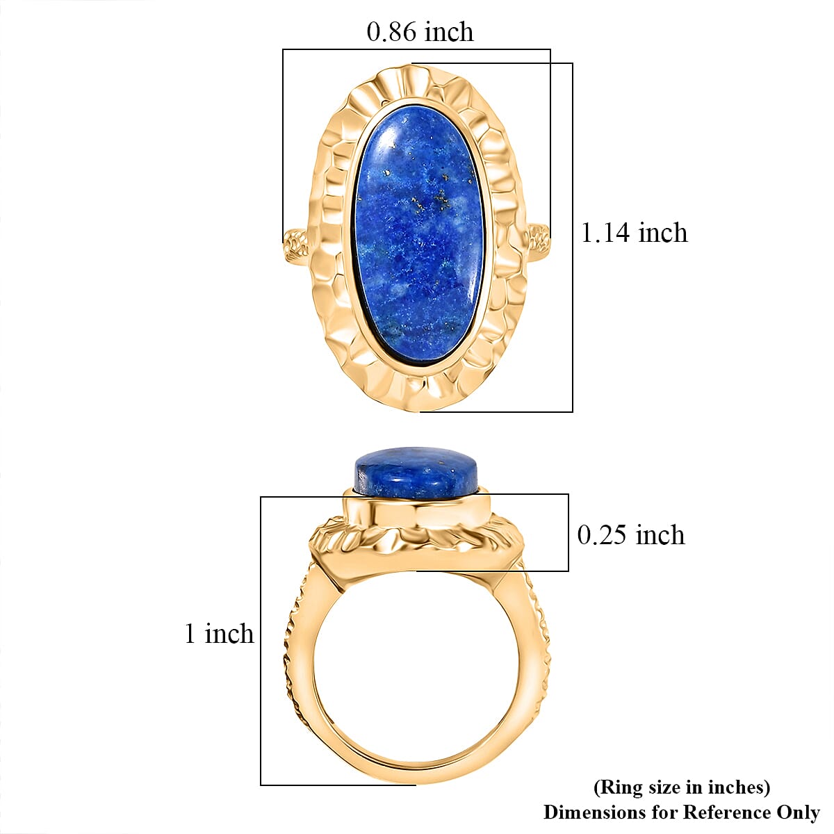 EverTrue Lapis Lagoon 13.10 ctw Ring in 18K Yellow Gold Plated 9.65 (Size 6.0) image number 5