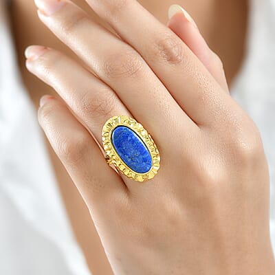EverTrue Lapis Lagoon 13.10 ctw Ring in 18K Yellow Gold Plated 9.65 (Size 7.0)