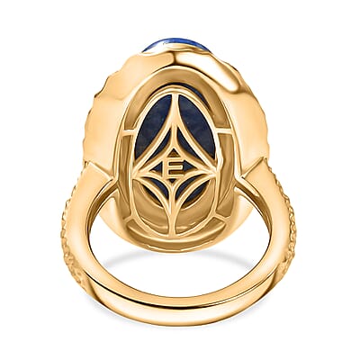 EverTrue Lapis Lagoon 13.10 ctw Ring in 18K Yellow Gold Plated 9.65 (Size 7.0)