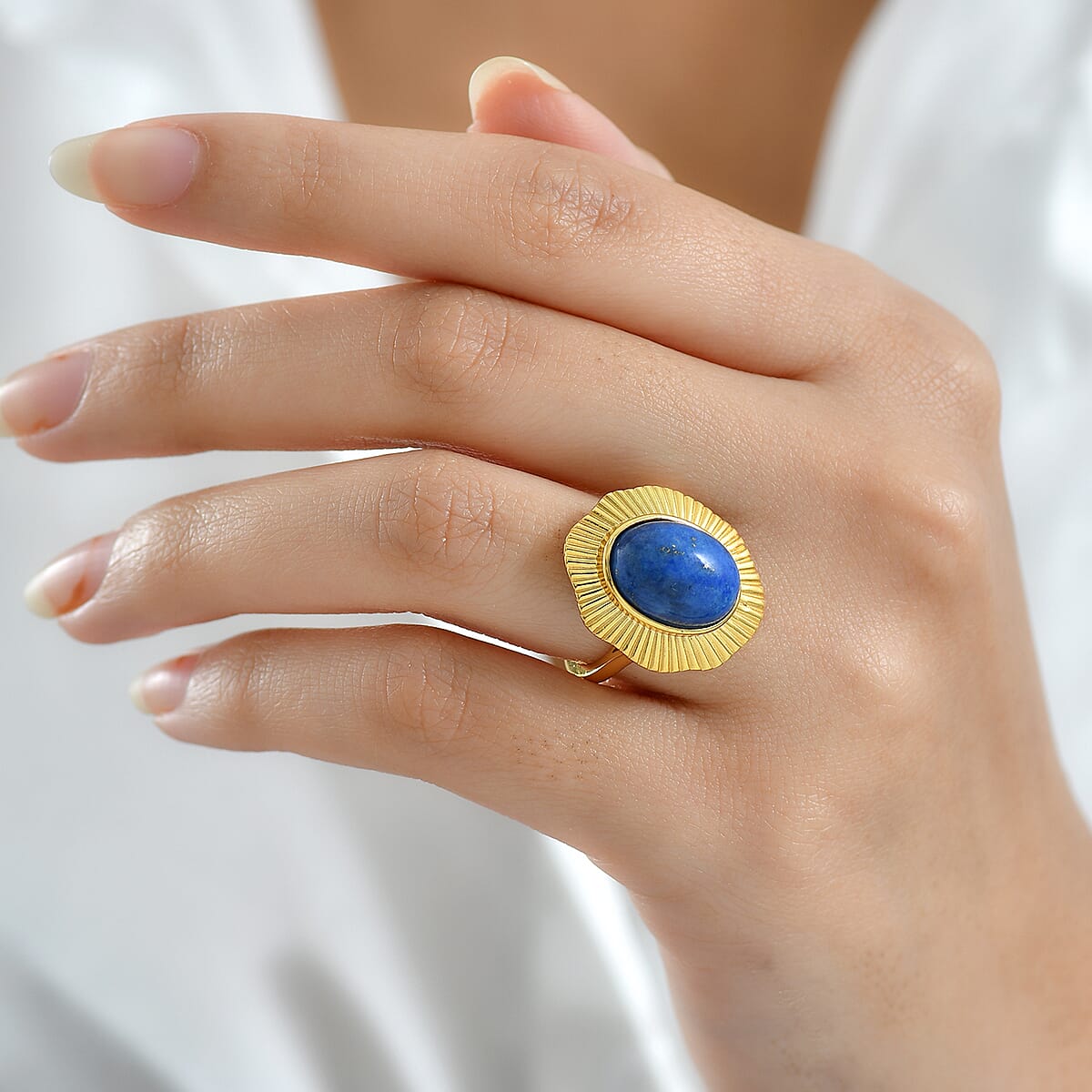 EverTrue Lapis Lagoon 7.85 ctw Ring in 18K YG Plated (Size 6.0) image number 2