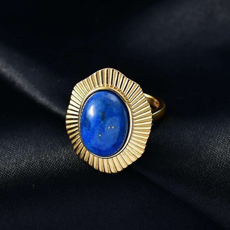 EverTrue Lapis Lagoon 7.85 ctw Ring in 18K YG Plated (Size 7.0)