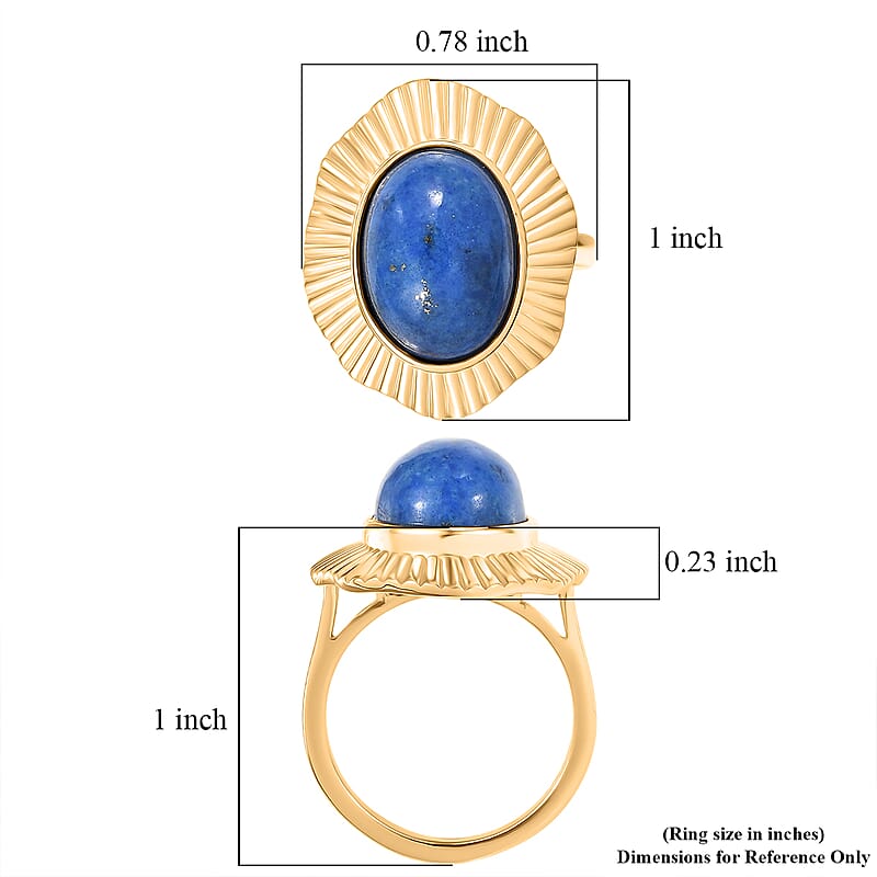 EverTrue Lapis Lagoon 7.85 ctw Ring in 18K YG Plated (Size 7.5)
