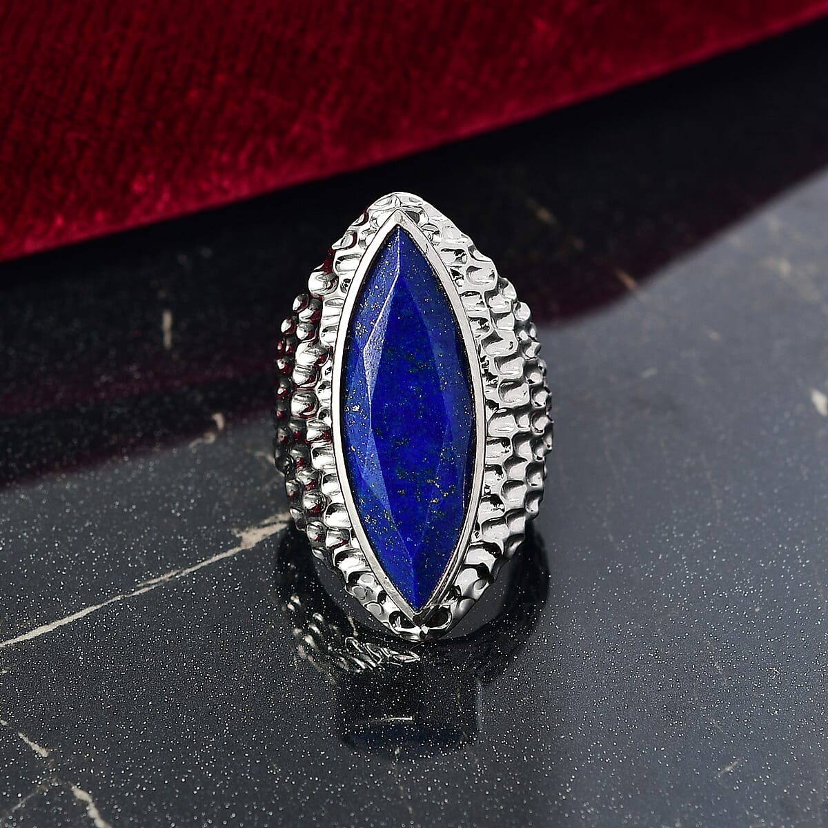 EverTrue Lapis Lazuli 12.60 ctw Ring in Platinum Bond (Size 6.0) image number 1
