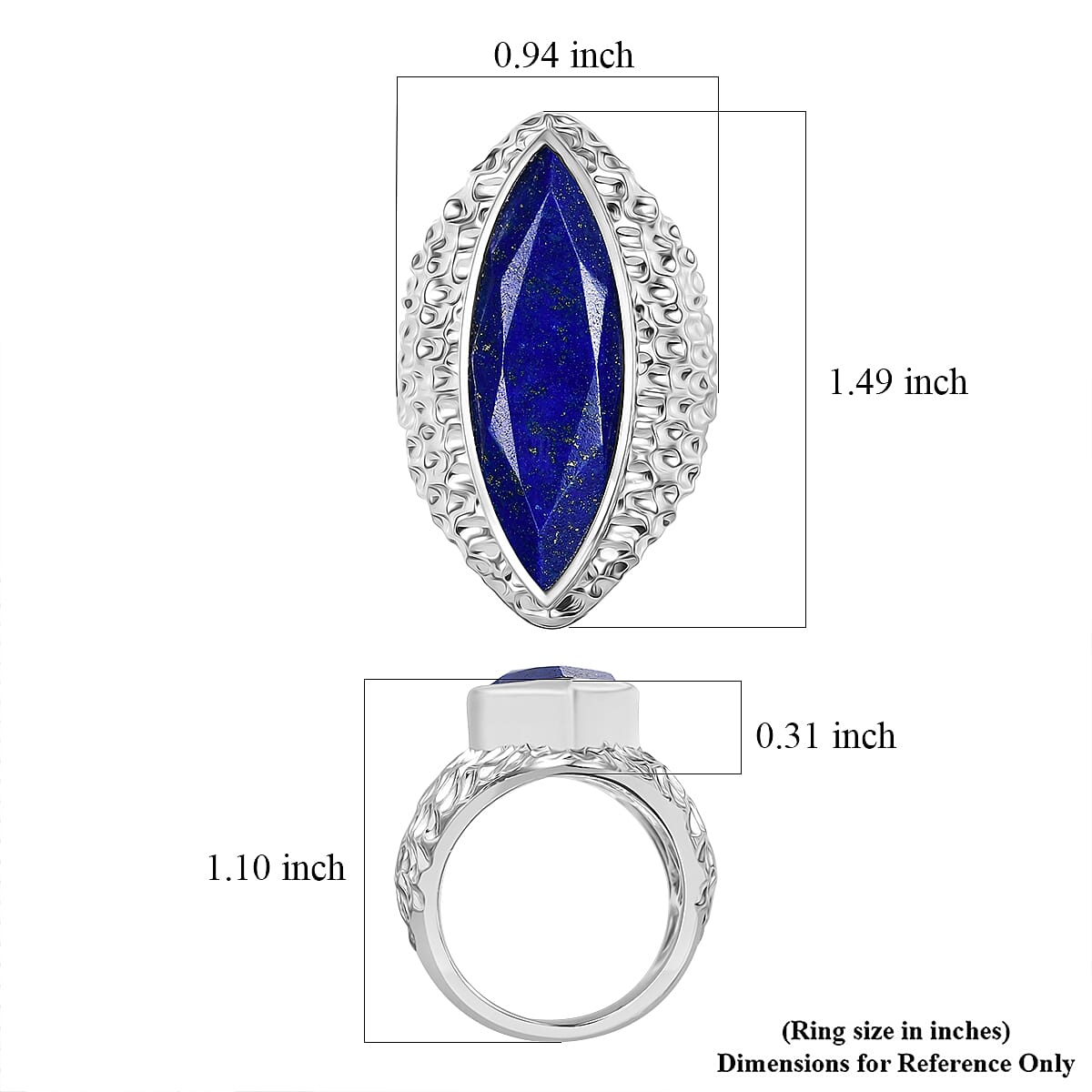 EverTrue Lapis Lazuli 12.60 ctw Ring in Platinum Bond (Size 6.0) image number 5