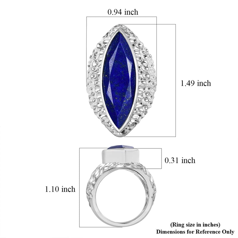 EverTrue Lapis Lazuli 12.60 ctw Ring in Platinum Bond (Size 6.5)