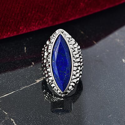 EverTrue Lapis Lazuli 12.60 ctw Ring in Platinum Bond (Size 8.0)