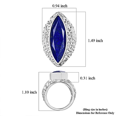EverTrue Lapis Lazuli 12.60 ctw Ring in Platinum Bond (Size 8.0)