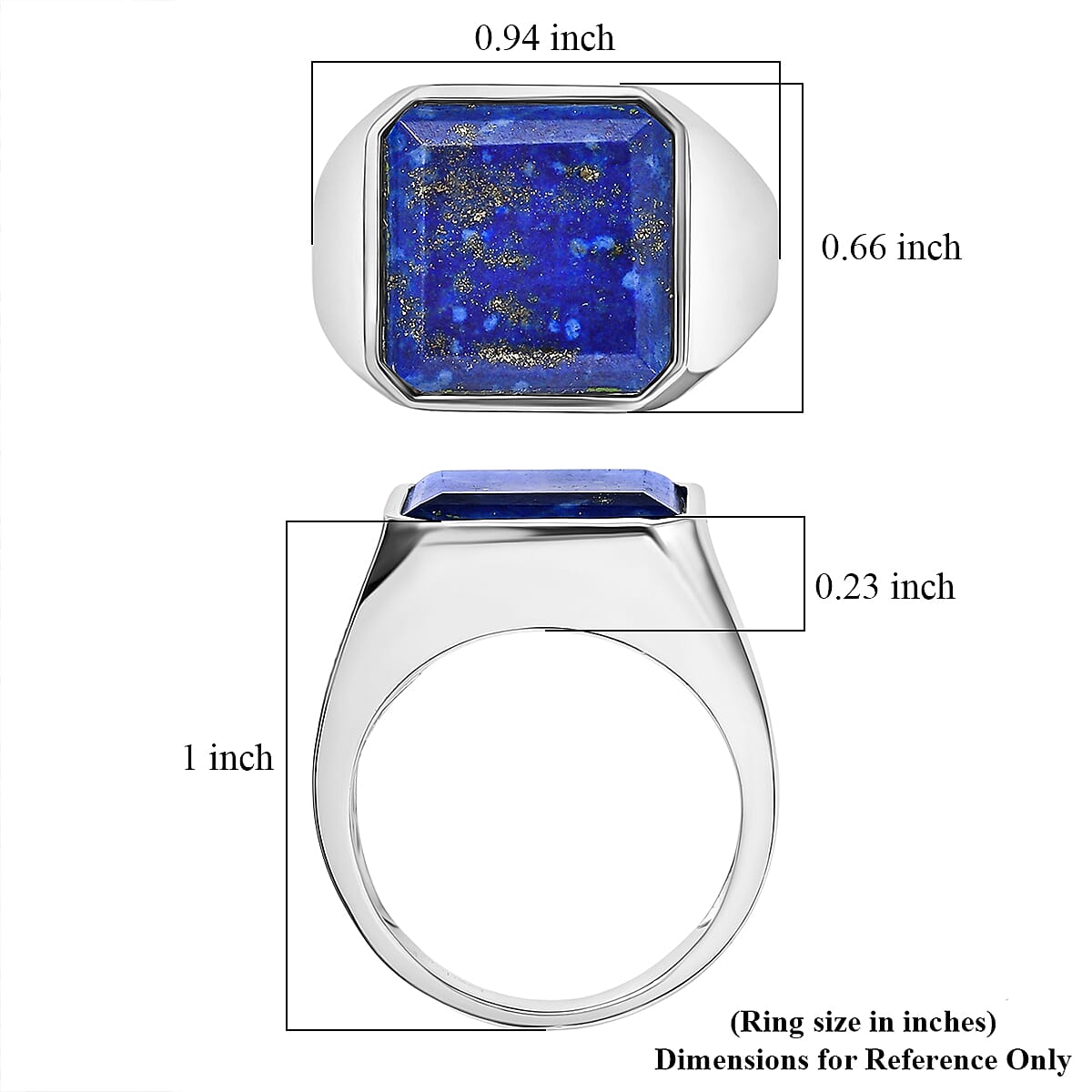 EverTrue Lapis Lazuli 9.15 ctw Men's Ring in Platinum Bond (Size 9.0)
