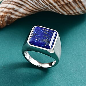 EverTrue Lapis Lazuli 9.15 ctw Men's Ring in Platinum Bond (Size 11.0)
