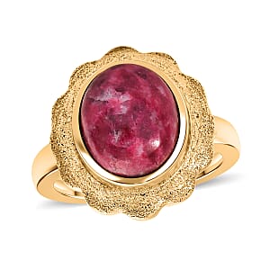 EverTrue Norwegian Thulite 6.40 ctw Ring in 18K Yellow Gold Plated (Size 6.0)