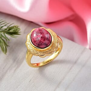 EverTrue Norwegian Thulite 6.40 ctw Ring in 18K Yellow Gold Plated (Size 6.0)