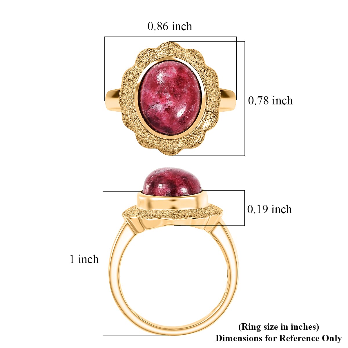EverTrue Norwegian Thulite 6.40 ctw Ring in 18K Yellow Gold Plated (Size 6.0) image number 5