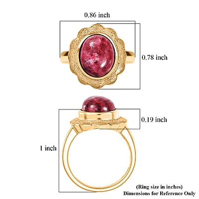 EverTrue Norwegian Thulite 6.40 ctw Ring in 18K Yellow Gold Plated (Size 6.0)