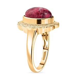 EverTrue Norwegian Thulite 6.40 ctw Ring in 18K Yellow Gold Plated (Size 7.5)