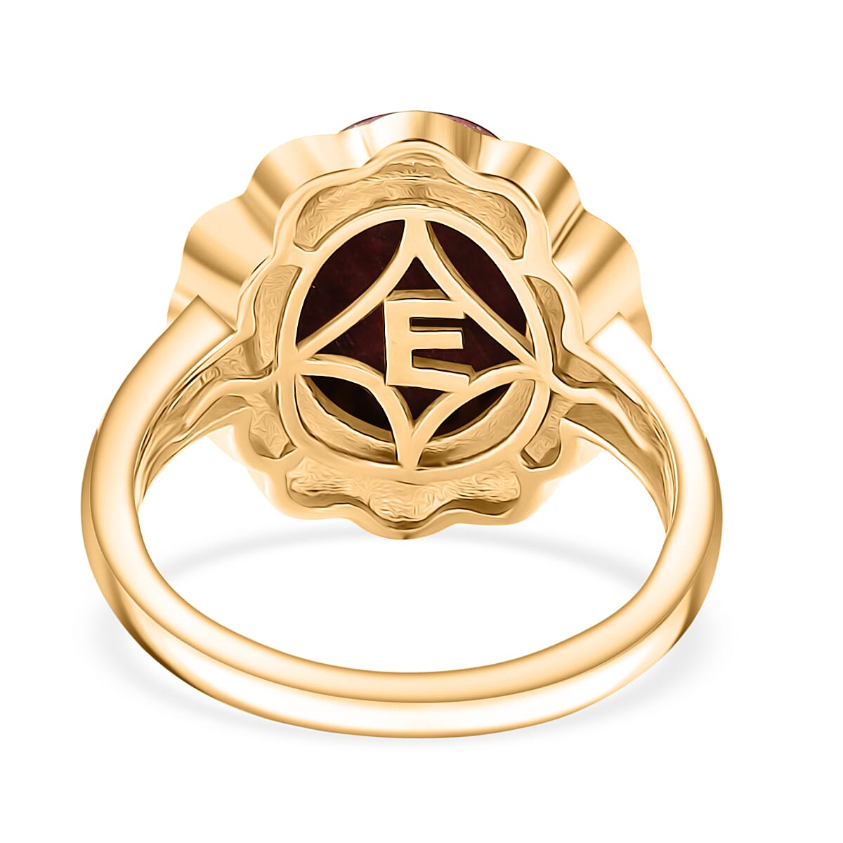 EverTrue Norwegian Thulite 6.40 ctw Ring in 18K Yellow Gold Plated (Size 7.5) image number 4