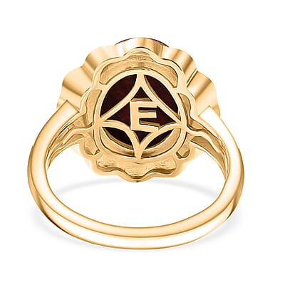 EverTrue Norwegian Thulite 6.40 ctw Ring in 18K Yellow Gold Plated (Size 8.0)