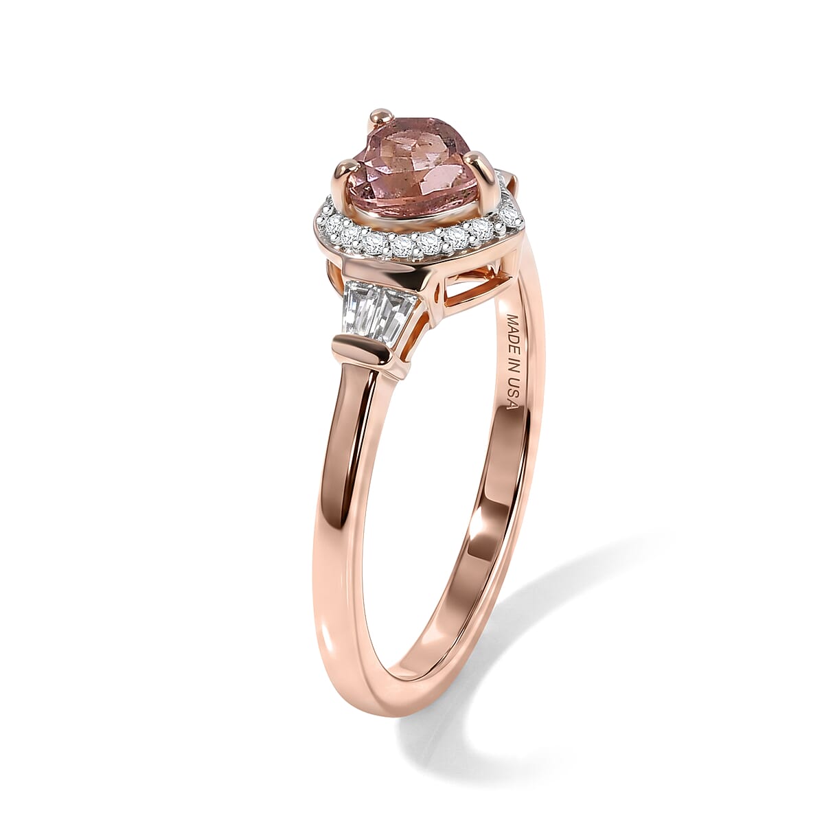 D'Joy Premium Blush Tourmaline, Moissanite Ring in 18K Vermeil RG Over Sterling Silver (Size 10.0) 0.90 ctw image number 1