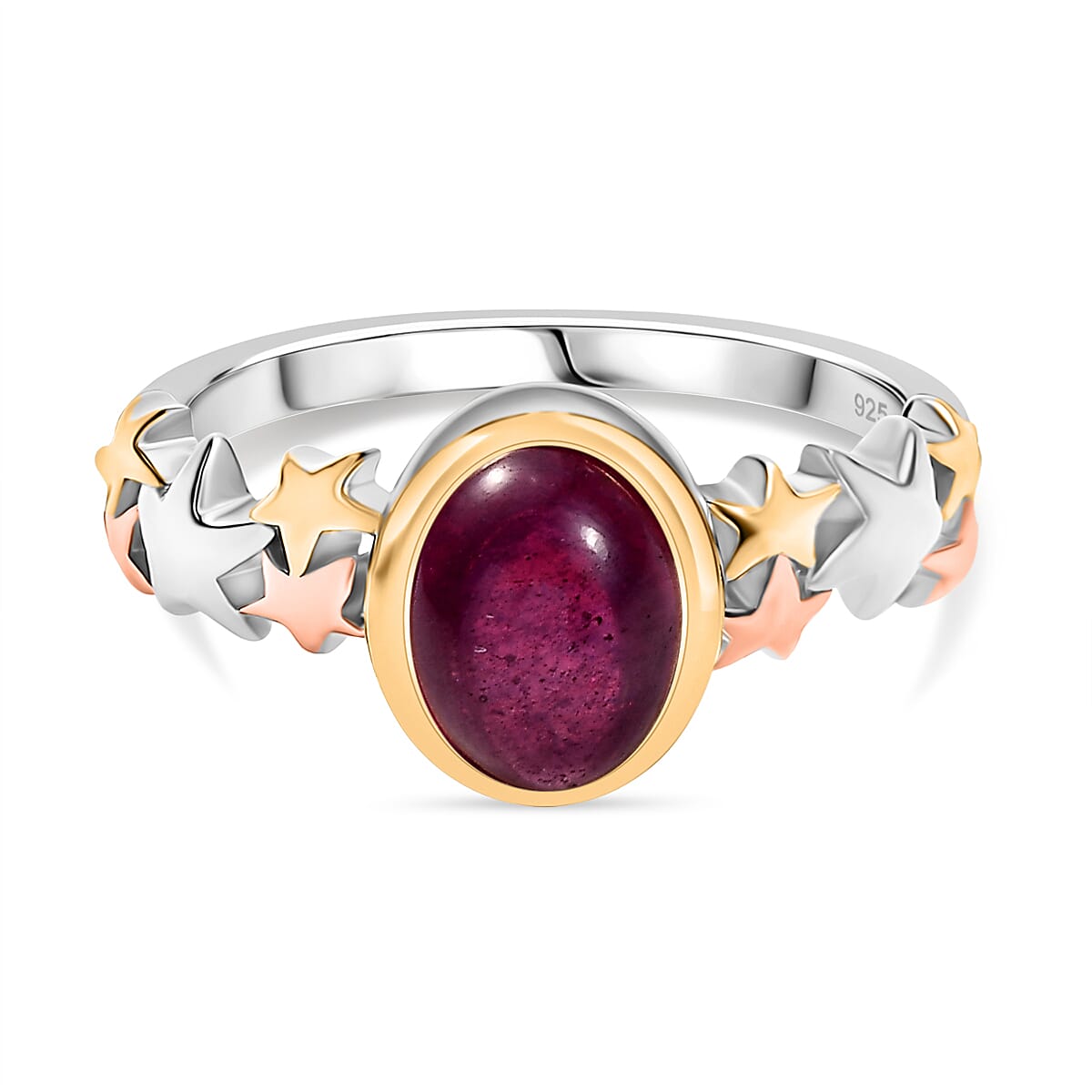 Premium African Ruby 2.00 ctw Ring in 18K YRG Plated and Rhodium Over Sterling Silver (Size 8.0)