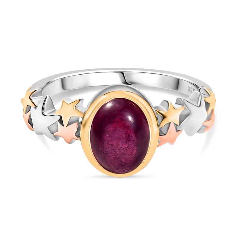 Premium African Ruby 2.00 ctw Ring in 18K YRG Plated and Rhodium Over Sterling Silver (Size 8.0)