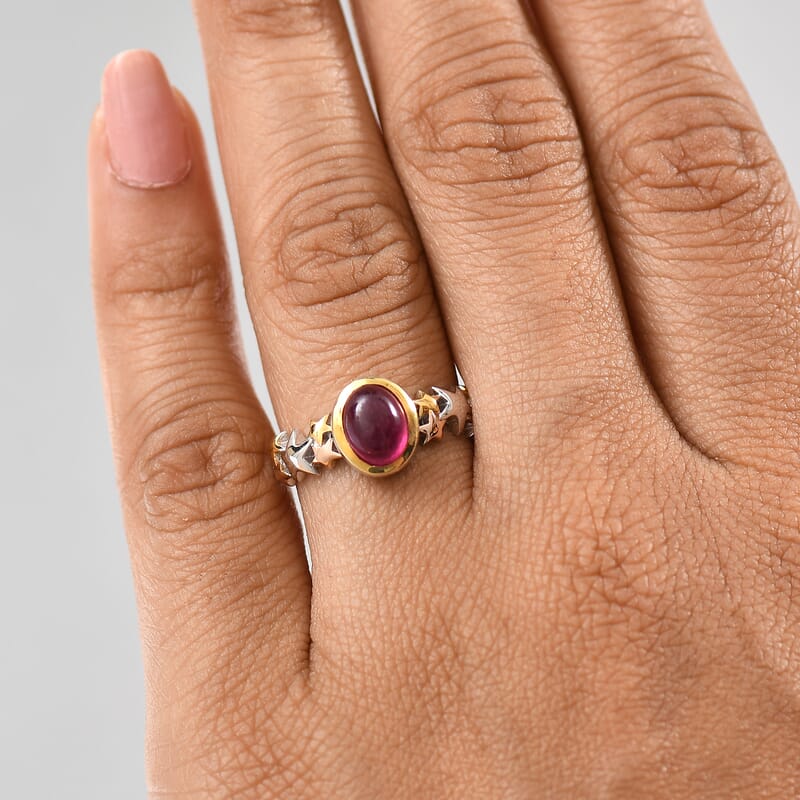 Premium African Ruby 2.00 ctw Ring in 18K YRG Plated and Rhodium Over Sterling Silver (Size 8.0)