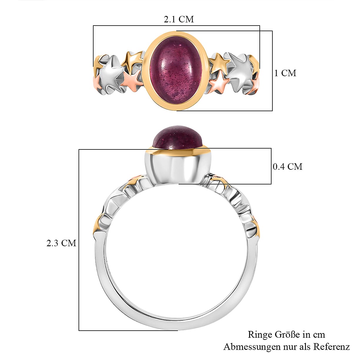 Premium African Ruby 2.00 ctw Ring in 18K YRG Plated and Rhodium Over Sterling Silver (Size 9.0)