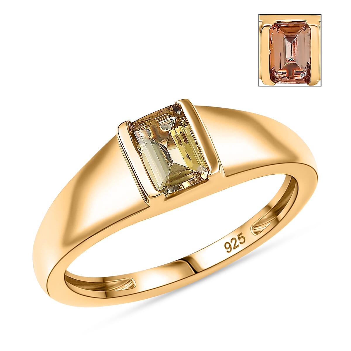 Premium Golden Tanzanite 0.60 ctw Solitaire Ring in 18K Vermeil Yellow Gold Over Sterling Silver (Size 7.5)