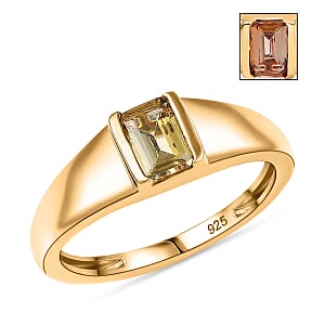Premium Golden Tanzanite 0.60 ctw Solitaire Ring in 18K Vermeil Yellow Gold Over Sterling Silver (Size 7.5)
