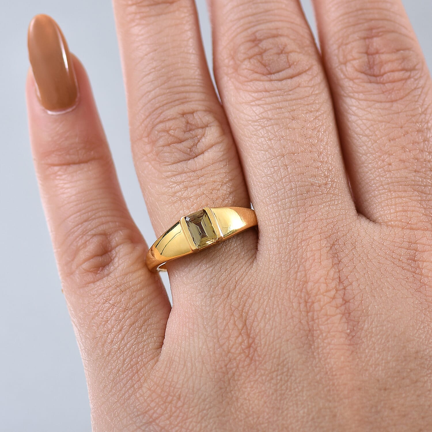 Premium Golden Tanzanite 0.60 ctw Solitaire Ring in 18K Vermeil Yellow Gold Over Sterling Silver (Size 7.5)