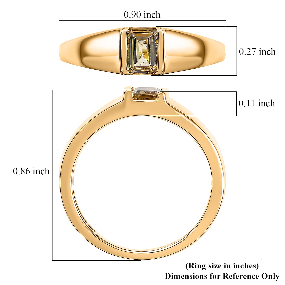 Premium Golden Tanzanite 0.60 ctw Solitaire Ring in 18K Vermeil Yellow Gold Over Sterling Silver (Size 7.5) image number 5