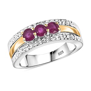 African Ruby (FF) 0.80 ctw Ring in 18K YG Plated and Rhodium Over Sterling Silver (Size 9.0)