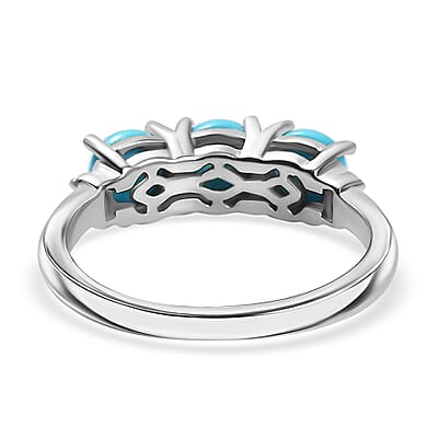 Sleeping Beauty Turquoise and Diamond 1.40 ctw Ring in Platinum Over Sterling Silver (Size 8.0)
