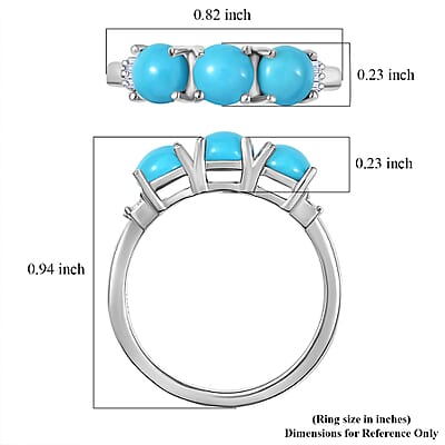 Sleeping Beauty Turquoise and Diamond 1.40 ctw Ring in Platinum Over Sterling Silver (Size 8.0)