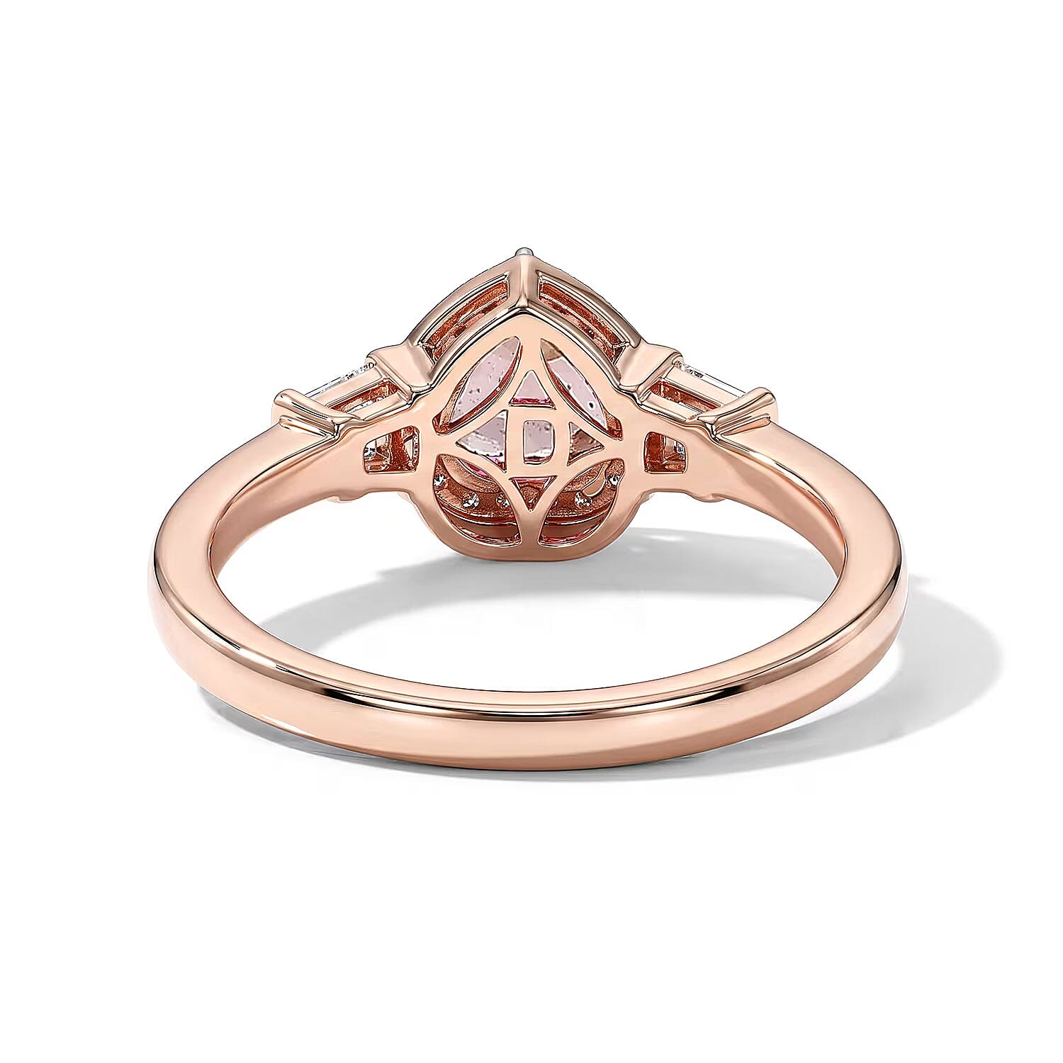 D'Joy Premium Blush Tourmaline and Moissanite 0.90 ctw Romance Heart Ring in 18K Vermeil Rose Gold Over Sterling Silver (Size 5.0)