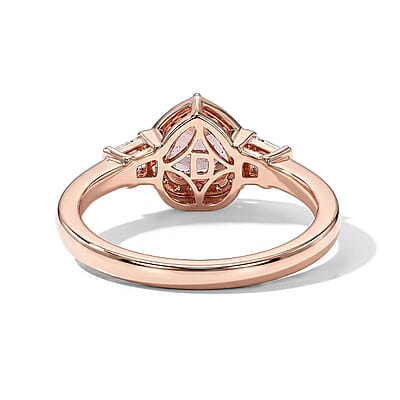 D'Joy Premium Blush Tourmaline and Moissanite 0.90 ctw Romance Heart Ring in 18K Vermeil Rose Gold Over Sterling Silver (Size 5.0)