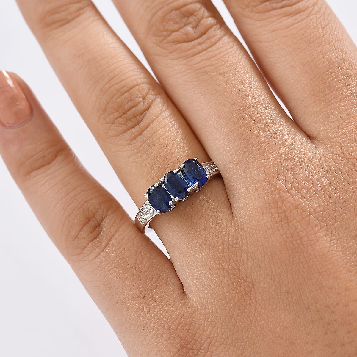 D'Joy Kashmir Kyanite and White Zircon 2.00 ctw Ring in Platinum Over Sterling Silver (Size 6.5) image number 2