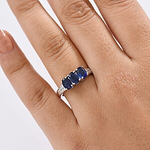 D'Joy Kashmir Kyanite and White Zircon 2.00 ctw Ring in Platinum Over Sterling Silver (Size 6.5)