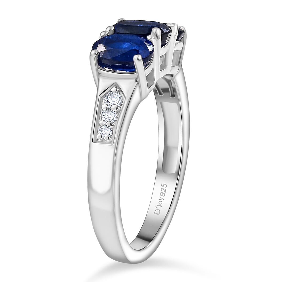 D'Joy Kashmir Kyanite and White Zircon 2.00 ctw Ring in Platinum Over Sterling Silver (Size 6.5)
