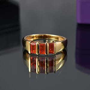 D'Joy Jalisco Fire Opal 0.60 ctw Ring in 18K YG Plating Sterling Silver (Size 8.0)