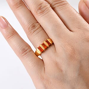 D'Joy Jalisco Fire Opal 0.60 ctw Ring in 18K YG Plating Sterling Silver (Size 8.0)