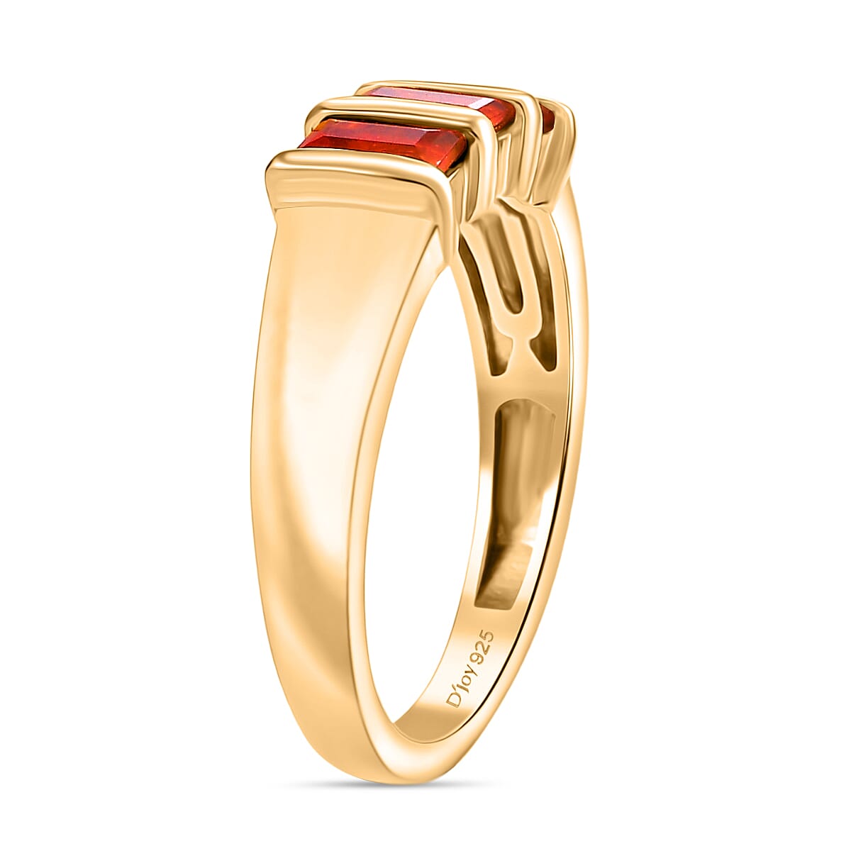 D'Joy Jalisco Fire Opal 0.60 ctw Ring in 18K YG Plating Sterling Silver (Size 8.0) image number 3