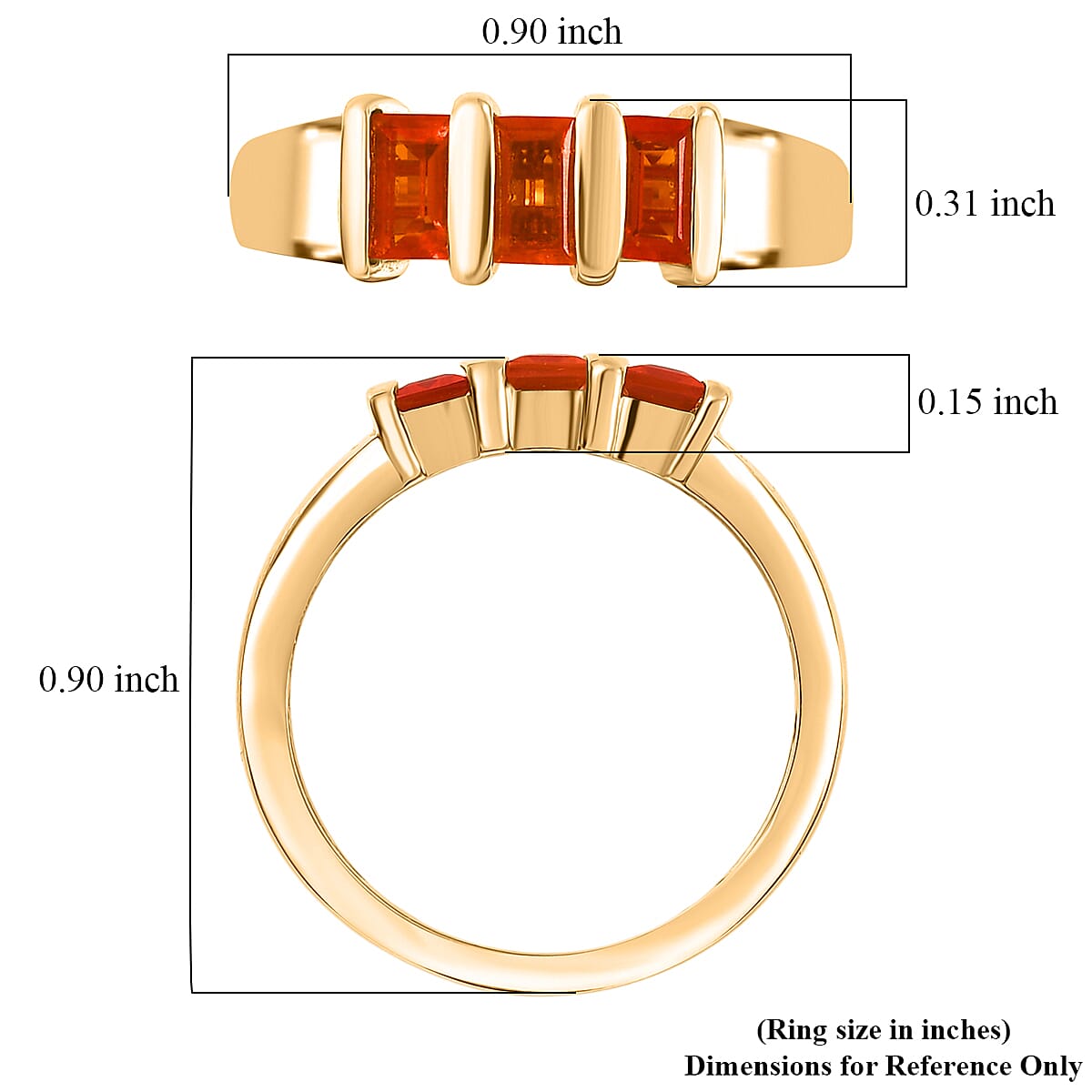 D'Joy Jalisco Fire Opal 0.60 ctw Ring in 18K YG Plating Sterling Silver (Size 8.0) image number 5