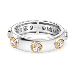 D'Joy Moissanite 0.70 ctw Ring in 18K YG Plated and Rhodium Over Sterling Silver (Size 6.5)
