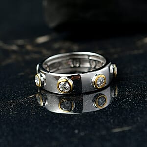 D'Joy Moissanite 0.70 ctw Ring in 18K YG Plated and Rhodium Over Sterling Silver (Size 6.5)