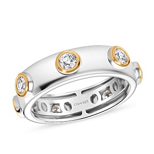 D'Joy Moissanite 0.70 ctw Ring in 18K YG Plated and Rhodium Over Sterling Silver (Size 6.5)