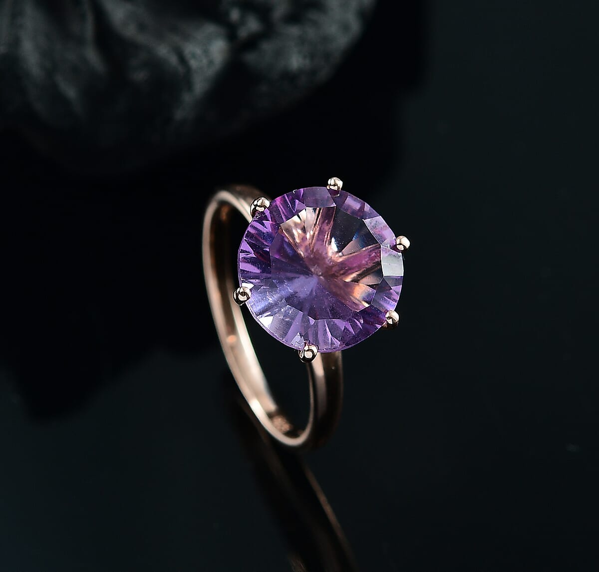 Rose De France Amethyst Solitaire Ring in 18K Vermeil RG Over Sterling Silver (Size 8.0) 6.10 ctw image number 1