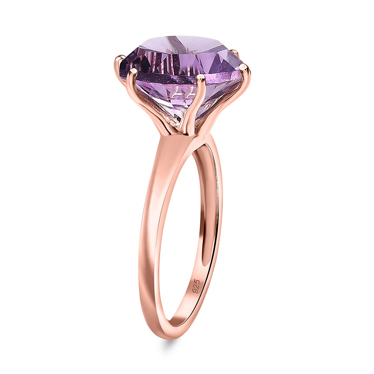Rose De France Amethyst Solitaire Ring in 18K Vermeil RG Over Sterling Silver (Size 8.0) 6.10 ctw image number 3