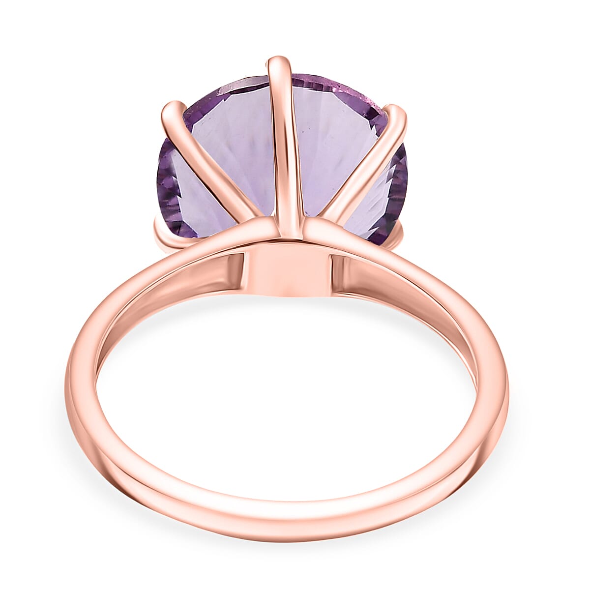 Rose De France Amethyst Solitaire Ring in 18K Vermeil RG Over Sterling Silver (Size 8.0) 6.10 ctw image number 4