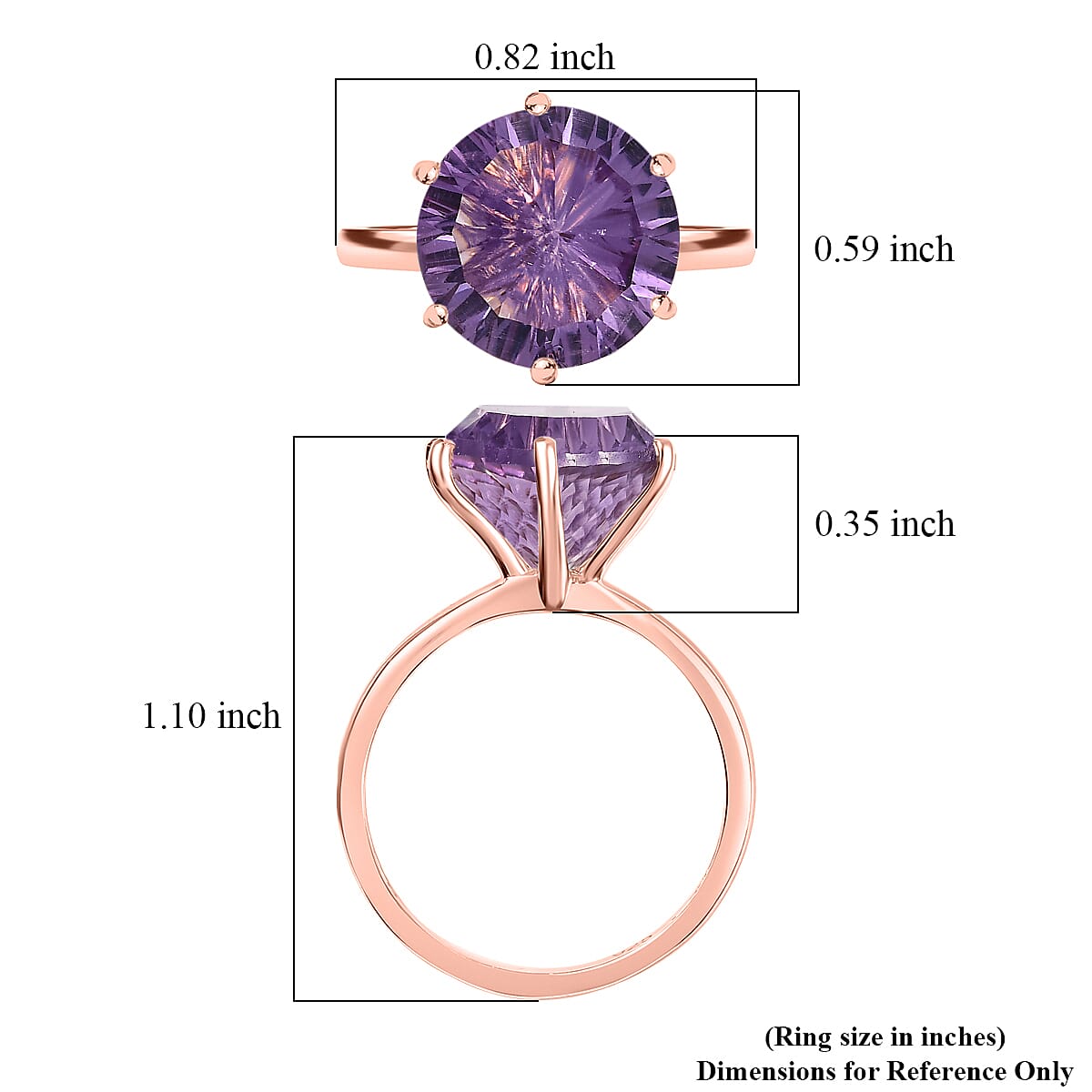 Rose De France Amethyst Solitaire Ring in 18K Vermeil RG Over Sterling Silver (Size 8.0) 6.10 ctw image number 5
